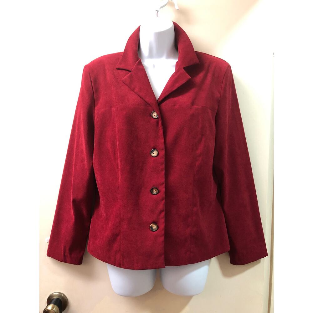 AGB Byer California Cranberry Red Blazer Jacket Women's Size 10 Faux Suede
